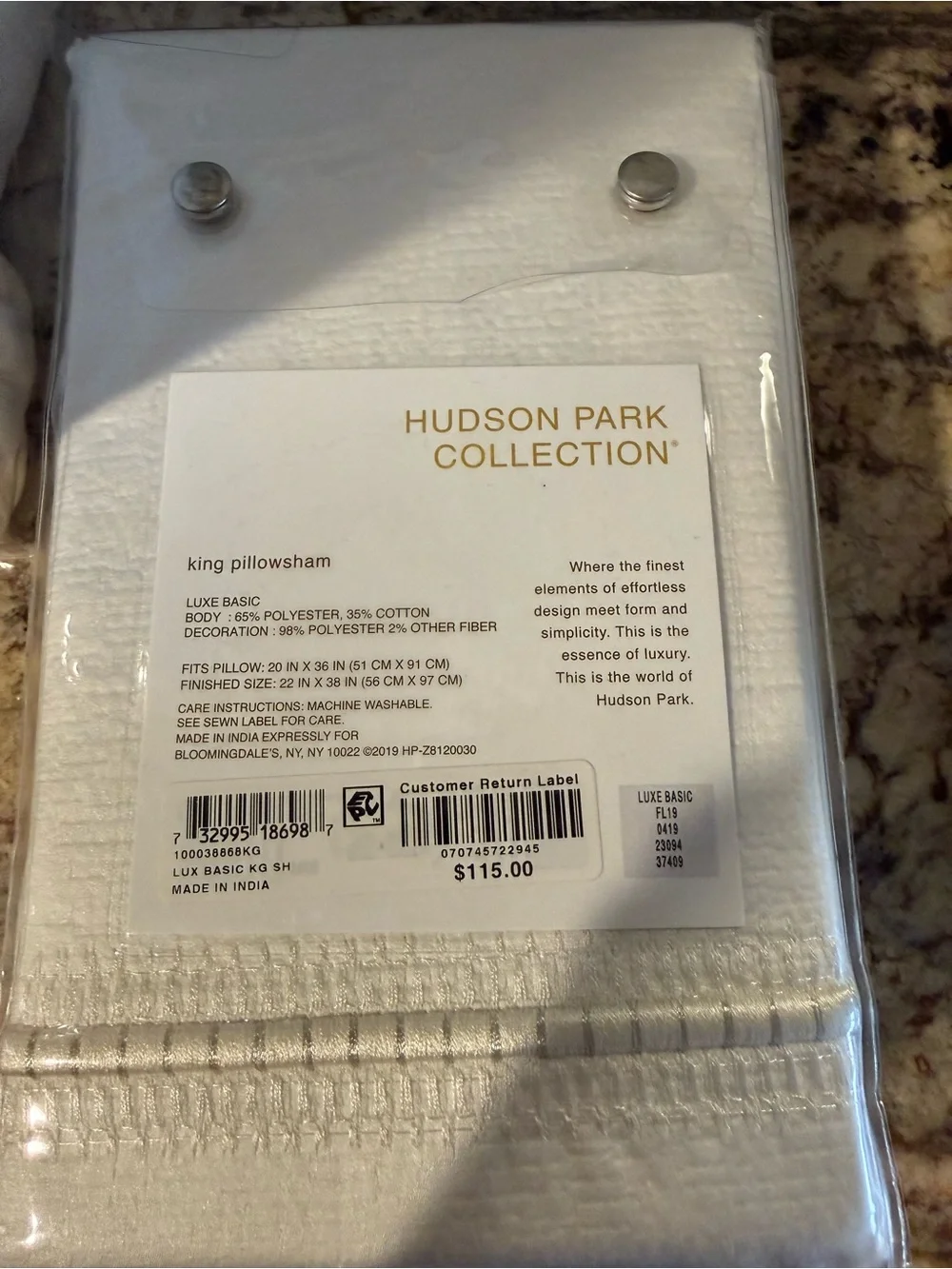 Hudson Jeans Cream Hudson Park Collection Duvet Cover Set